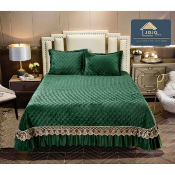 Cuvertura Pat 2 Persoane Catifea de Lux ,   Set 3 Piese Elegante