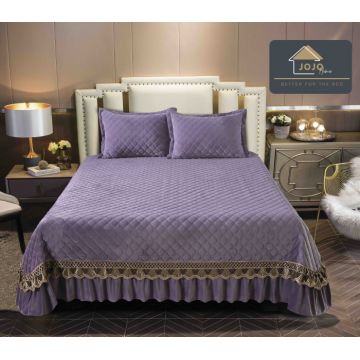 Cuvertura Pat 2 Persoane Catifea de Lux ,   Set 3 Piese Elegante