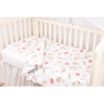 Lenjerie din 5 piese pentru patut 120x60 cm din bumbac model flori de bumbac