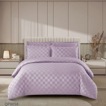 Lenjerie pat dublu, 4 Piese 100% Damasc PREMIUM, cu elastic