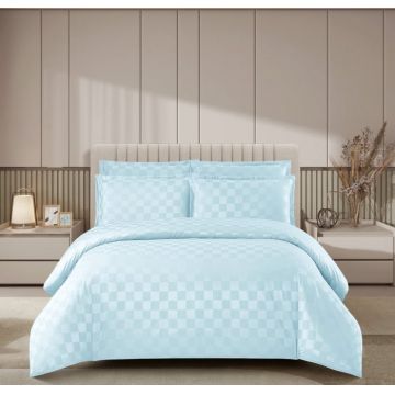 Lenjerie pat dublu, 4 Piese 100% Damasc PREMIUM, cu elastic