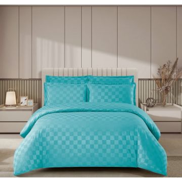 Lenjerie pat dublu, 4 Piese 100% Damasc PREMIUM, cu elastic