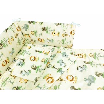Lenjerie patut bebe din bumbac cu 4 piese Monkey