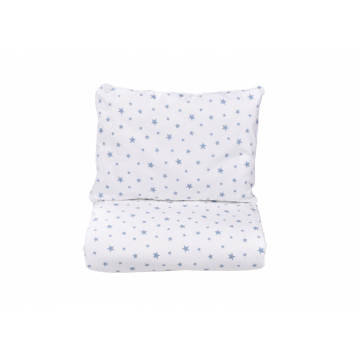 Lenjerie patut cu 3 piese 120x60 cm din bumbac model Stelute mici bleu