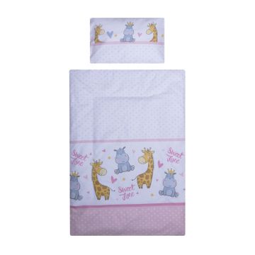 Lenjerie patut cu 4 piese 140x70 cm Hipo girafa