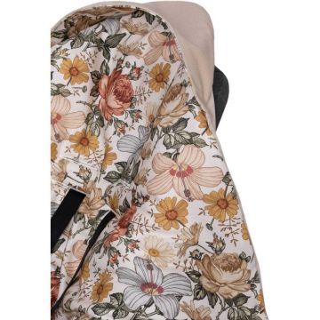 Paturica de infasat Infantilo pentru scaun auto Velvet flori retro bej