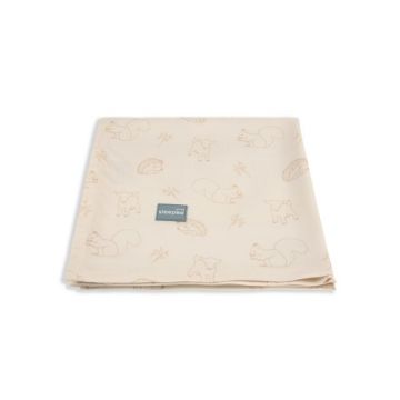 Paturica muselina din bambus 120x120 cm Animale de Epoca Cream Sleepee