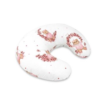 Perna pentru alaptat, MimiNu, Din bumbac certificat Oeko Tex Standard 100, Cu husa detasabila, Cu fermoar securizat, Circumferinta 155 cm, Design, Betty