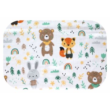 Scutec din muselina 70x80 cm Tetra model Bear Rainbow Brown