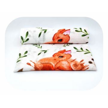 Scutec din muselina 70x80 cm Tetra model Squirrel and leaf
