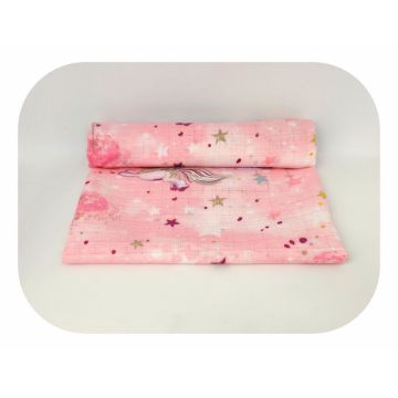 Scutec din muselina tetra 70x80 cm model Rose Unicorn
