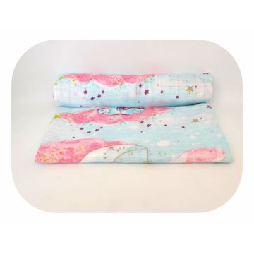 Scutec din muselina tetra 70x80 cm model Turquoise Unicorn