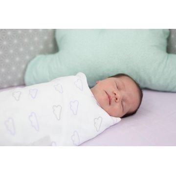 Set 3 museline bebe 100 bumbac Pink Triangles 80x80 cm