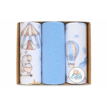 Set 3 scutece din finet 70x80 cm in cutie Blue Mix