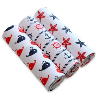 Set 3 scutece din muselina 60x80 cm model Marine