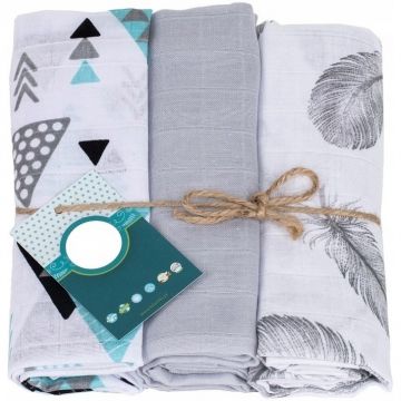 Set 3 scutece din muselina Infantilo griturcoaztriunghiuri