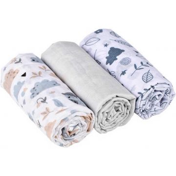 Set 3 scutece din muselina Infantilo poiana pastel