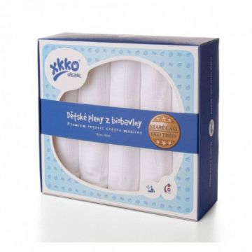 Set 5 museline din bumbac organic 70x70cm Alb XKKO