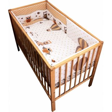 Set aparatori laterale pentru patut 120 x 60 cm Bufnite bej
