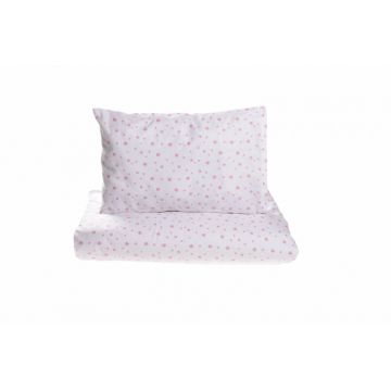 Set lenjerie 3 piese pentru patut incastrabil model stelute roz