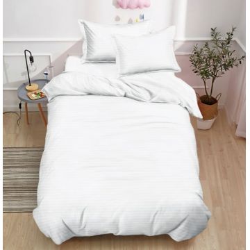 Set lenjerie pat 1 persoana 4 piese Damasc 140x200 cm elastic