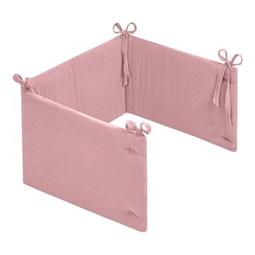 Aparatoare de pat, dreptunghiulare, MiniMini, Muselina, Roz pudrat, 180 cm