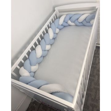 Aparatoare impletita in 3 din bumbac, lungime 240 cm Albastru Pal