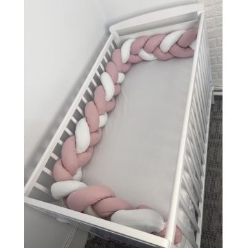 Aparatoare impletita in 3 din bumbac, lungime 240 cm Roz Pudra