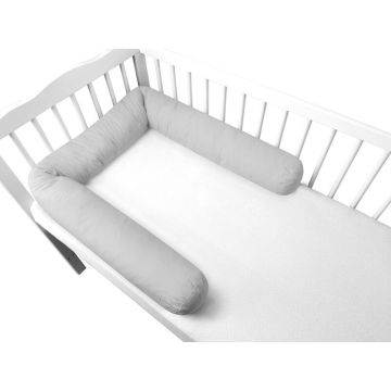 Aparatoare pentru patut MimiNu, tip rulou, cu husa detasabila, lungime 180 cm, din bumbac Colectia Royal Grey