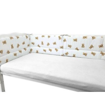 Aparatoare pentru patut Qmini, din bumbac, 180x30 cm, cu panglici, Teddy Toys