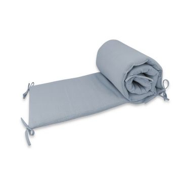 Aparatoare pentru patut Qmini Jeans, din muselina dubla, 180x30 cm, cu panglici