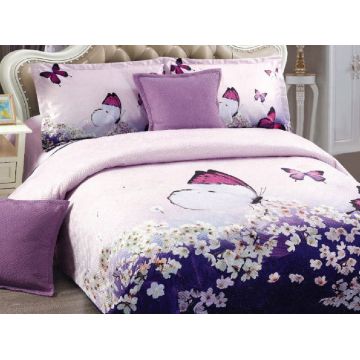 Cuvertura Matlasata 5 Piese Purple Field 230x250 cm (Catifea)