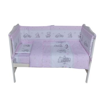 Lenjerie patut cu 3 piese 120x60 cm BearsToys Roz 109