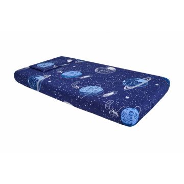 Lenjerie pentru patut 120x60 cm SomnArt Comete Cosmos din bumbac cu 3 piese