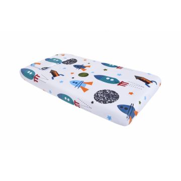 Lenjerie pentru patut 120x60 cm SomnArt Rachete din bumbac cu 3 piese