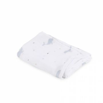 Muselina din bumbac si bambus, scutec sau paturica multifunctionala, Pacific, 120x120 cm