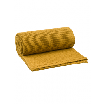 Patura impletita din bumbac organic 80x100 cm galben-mustar