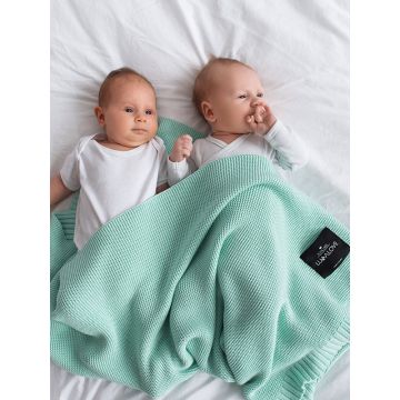 Paturica crosetata din bambus si bumbac Menta 80x100 cm