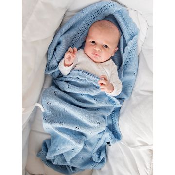 Paturica crosetata din bambus si bumbac model Daisy 80x100 cm