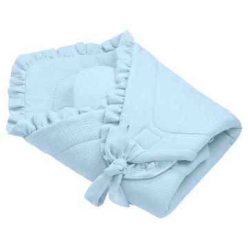 Paturica de infasat din muselina, Little Amy, 80x80 cm, Albastru deschis