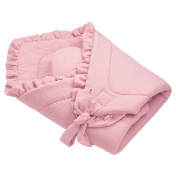 Paturica de infasat din muselina, Little Amy, 80x80 cm, Roz
