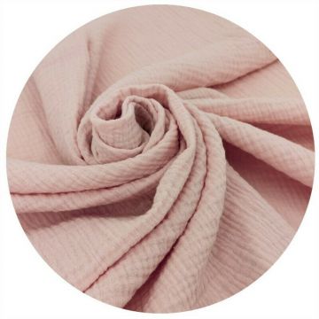 Paturica de infasat Qmini Powder Pink, din muselina dubla, inchidere cu panglica, 75x75 cm
