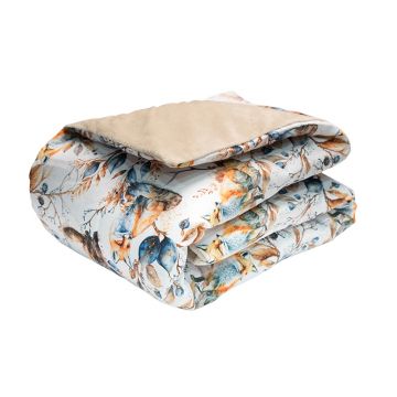 Paturica din catifea neteda si bumbac, 100 x 75 cm, Little Amy, Vulpea Bej