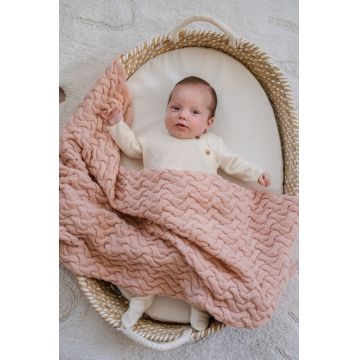 Paturica din lana merino pentru copii 85x85 cm La Millou Stoned Pink