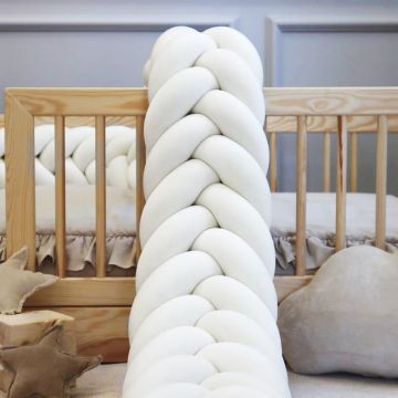 Protectie de pat impletita, MiniMini, Velvet Magic, Alb, 500 cm