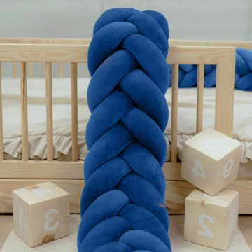 Protectie de pat impletita, MiniMini, Velvet Magic, Albastru Royal, 350 cm