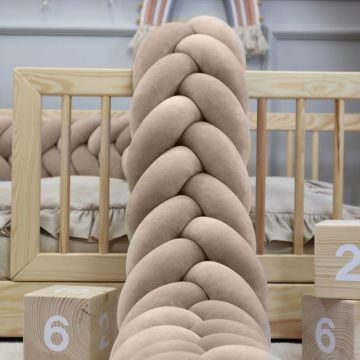 Protectie de pat impletita, MiniMini, Velvet Magic, Bej, 350 cm