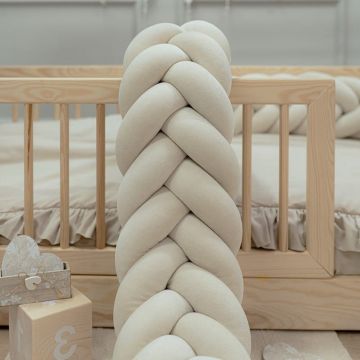 Protectie de pat impletita, MiniMini, Velvet Magic, Crem, 400 cm