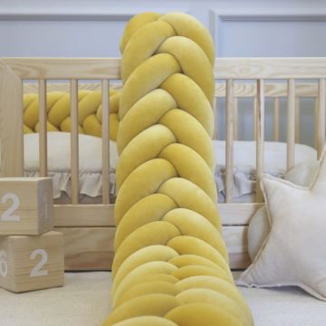 Protectie de pat impletita, MiniMini, Velvet Magic, Galben, 250 cm