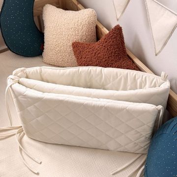 Protectie de pat impletita, MiniMini, Velvet Magic, Galben, gri cu alb, 500 cm